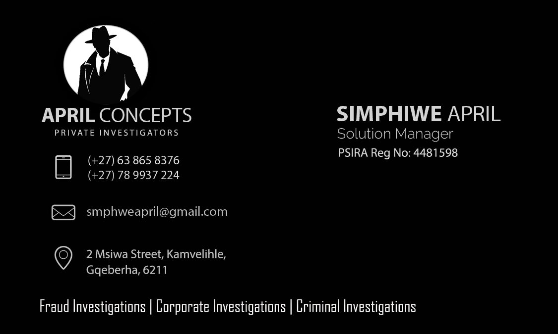 April Concepts business card — back